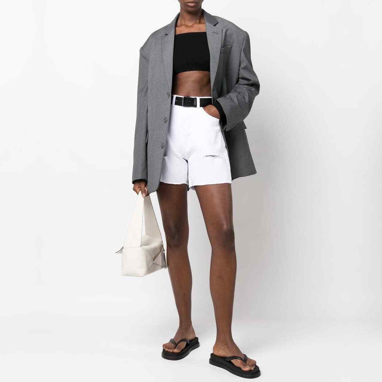 The Frankie Shop Arlet Belted White Shorts