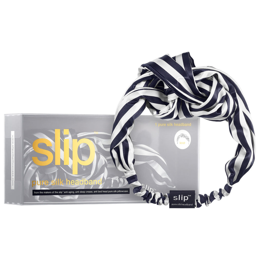 Slip Pure Silk Head Band in The Twist Navy Stripe in Box
