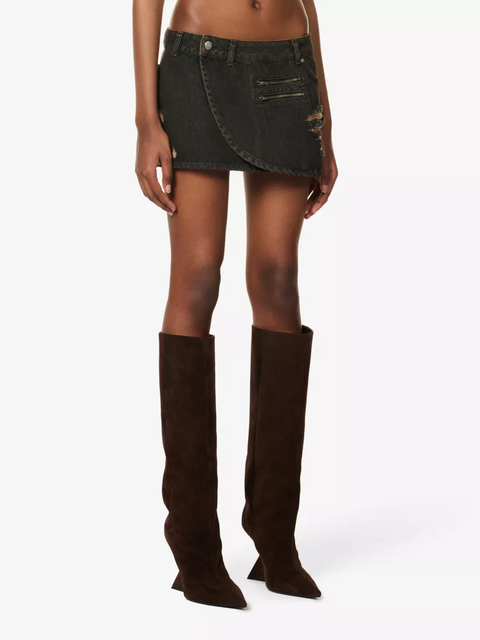 MIAOU Hunter Zip-Detail Low-Waist Denim Mini Skirt - House Of Huntington