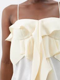 ASHLYN Bonnie Ruffle Front Strappy Ivory Crepe Top - House Of Huntington