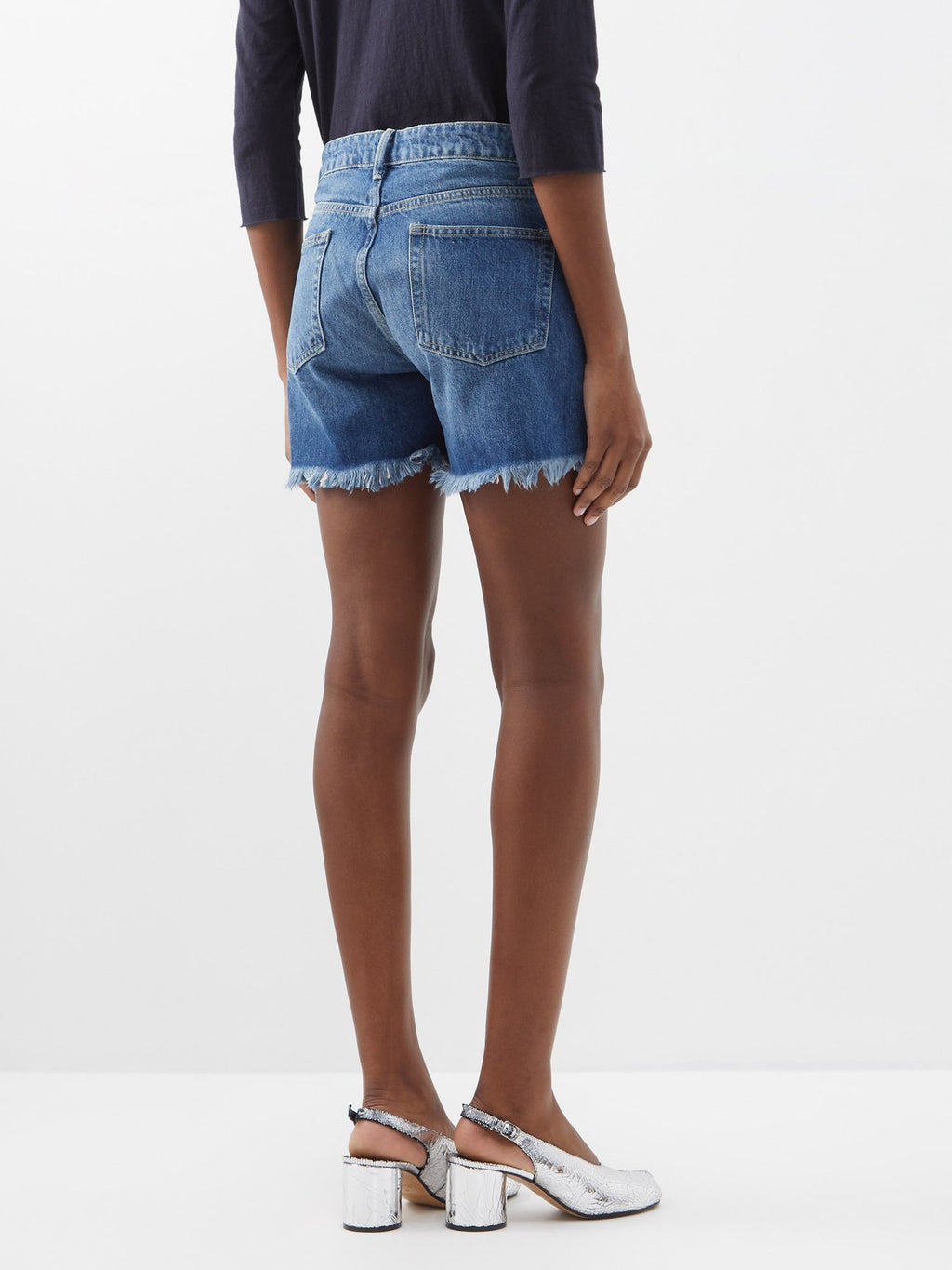 Raey Comet Mid-Rise Long Organic Cotton Denim Shorts - House Of Huntington
