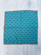 Drake's Turquoise Orange Airplane Pocket Square - House Of Huntington