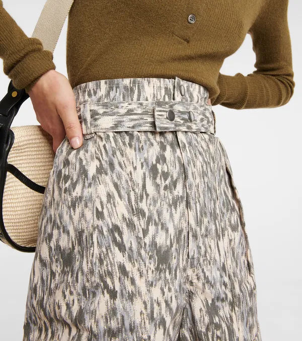 Isabel Marant Etoile Kaloscoe Printed High Waist Belted Cargo Shorts