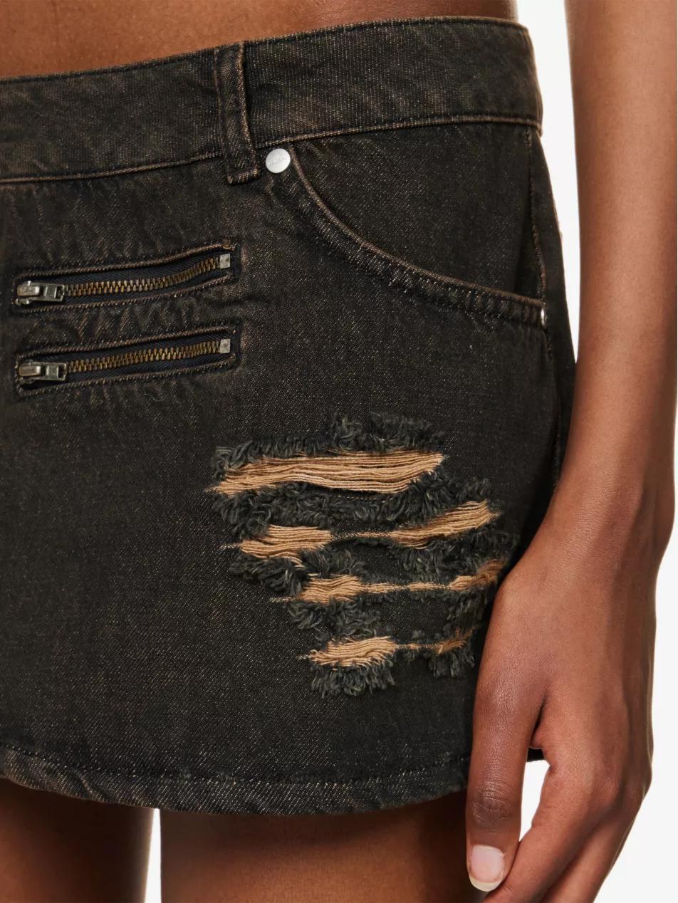MIAOU Hunter Zip-Detail Low-Waist Denim Mini Skirt - House Of Huntington