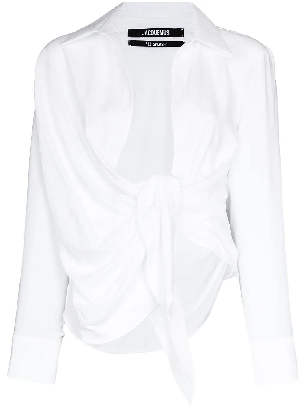 Jacquemus White Bahia Chemise Plunge Neckline Wrap Shirt