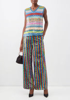 Ashish Sequinned Embellished Rainbow Chevron Georgette Trousers