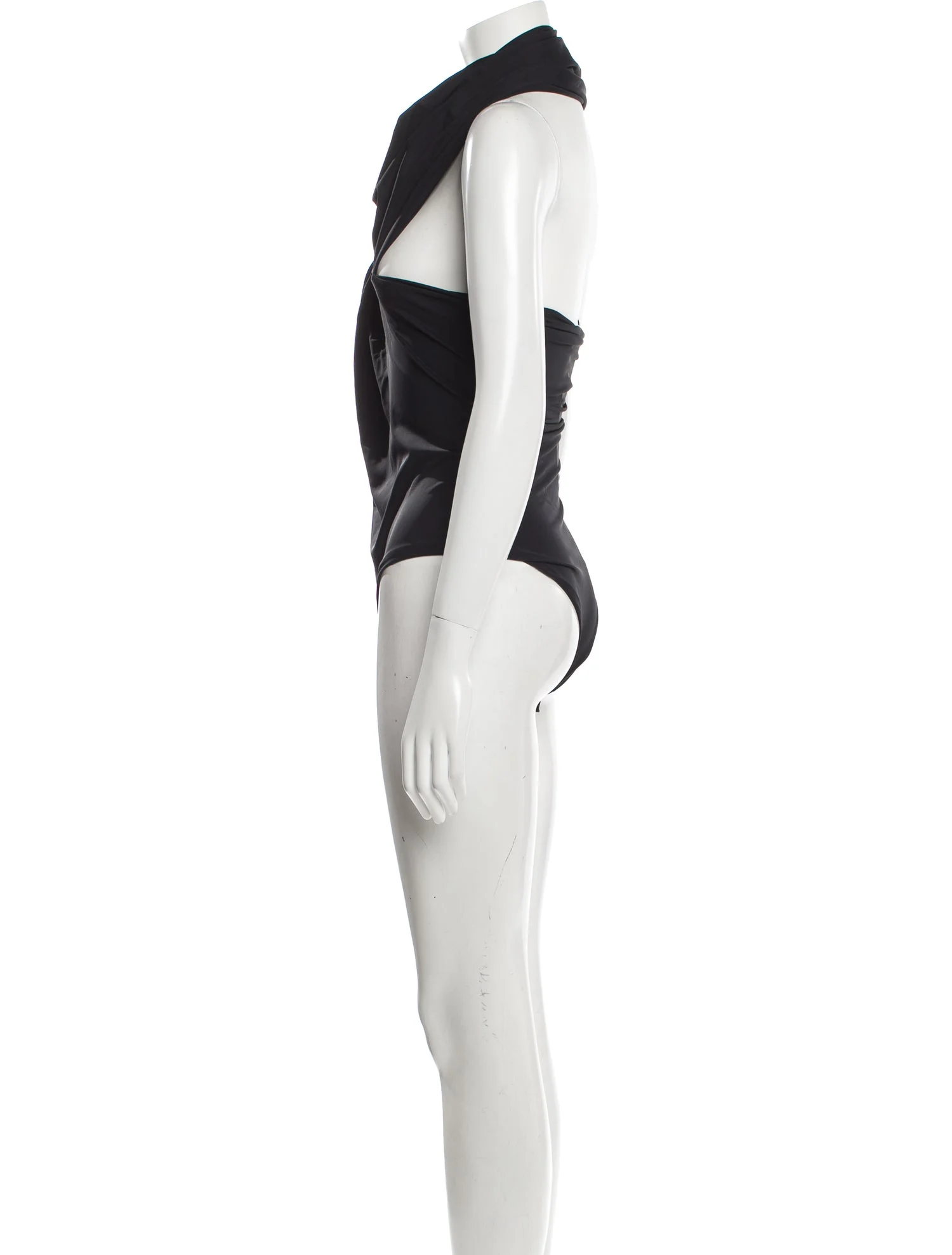 MAXIMILIAN DAVIS Black Disco Draped Sleeveless Bodysuit - House Of Huntington