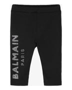 Balmain Baby Girl's Diamante Side Logo Black Leggings