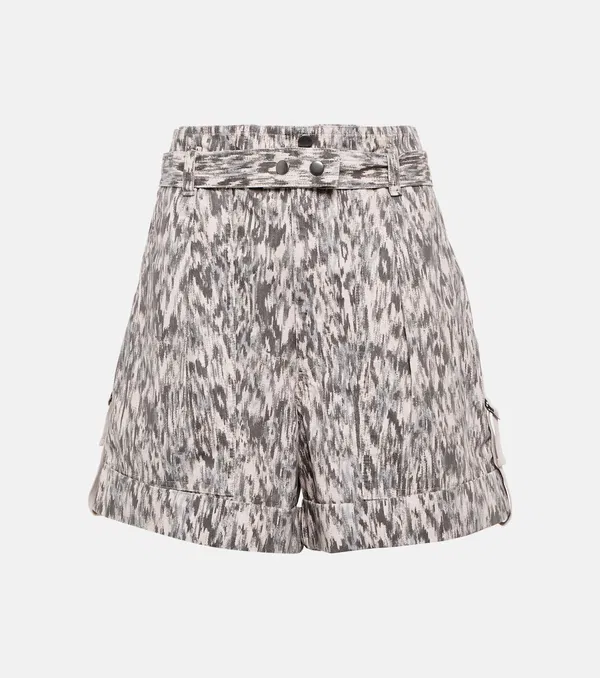 Isabel Marant Etoile Kaloscoe Printed High Waist Belted Cargo Shorts