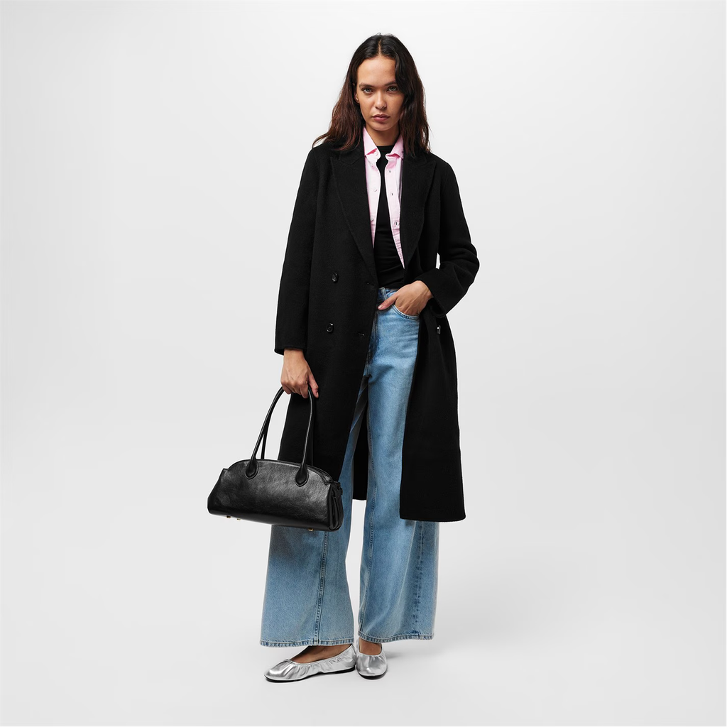 Raey Black Double Breasted Wool Coat