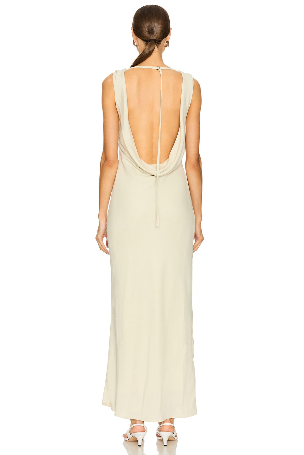 St Agni Dove Ivory Draped Cowl Dress