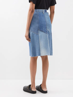 Re/Done Patchwork Denim Midi Skirt