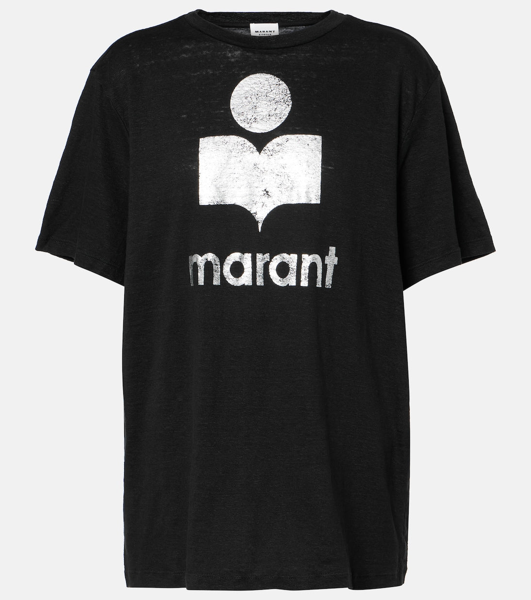 Isabel Marant Etoile Black Logo Front Koldi Linen T-Shirt