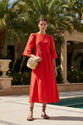 Borgo De Nor Red Carla Broderie Anglaise Cotton Maxi Dress