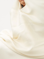 The Row Ivory Santia Cowl Neck Silk Twill Long Sleeve Dress