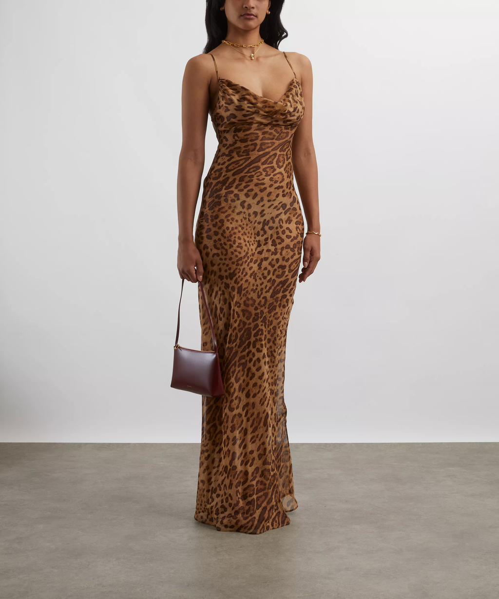 Rat and Boa Valentina Silk Leopard Print Maxi Dress