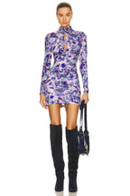 Isabel Marant Crushed Velvet Purple Floral Cut-Out Bodycon Gram Dress