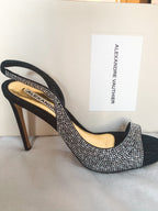 Alexandre Vauthier Black Crystal Studded Amber Sandal Slingback Open Toe High Heels - House Of Huntington