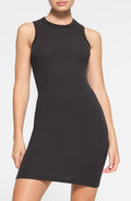 Skims Black Rib Knit Stretch Tank Mini Dress