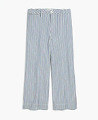Madewell Emmett Wide-Leg Crop Pants Trousers in Herringbone Railroad Stripe - House Of Huntington