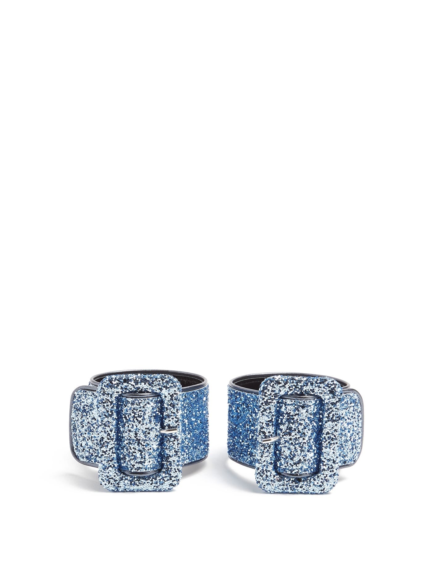 The Attico Blue Glitter Embellished Ankle Cuff Strap