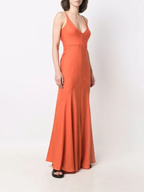 Gabriela Hearst Orange Cashmere Silk Twill Summer Maxi Dress - House Of Huntington