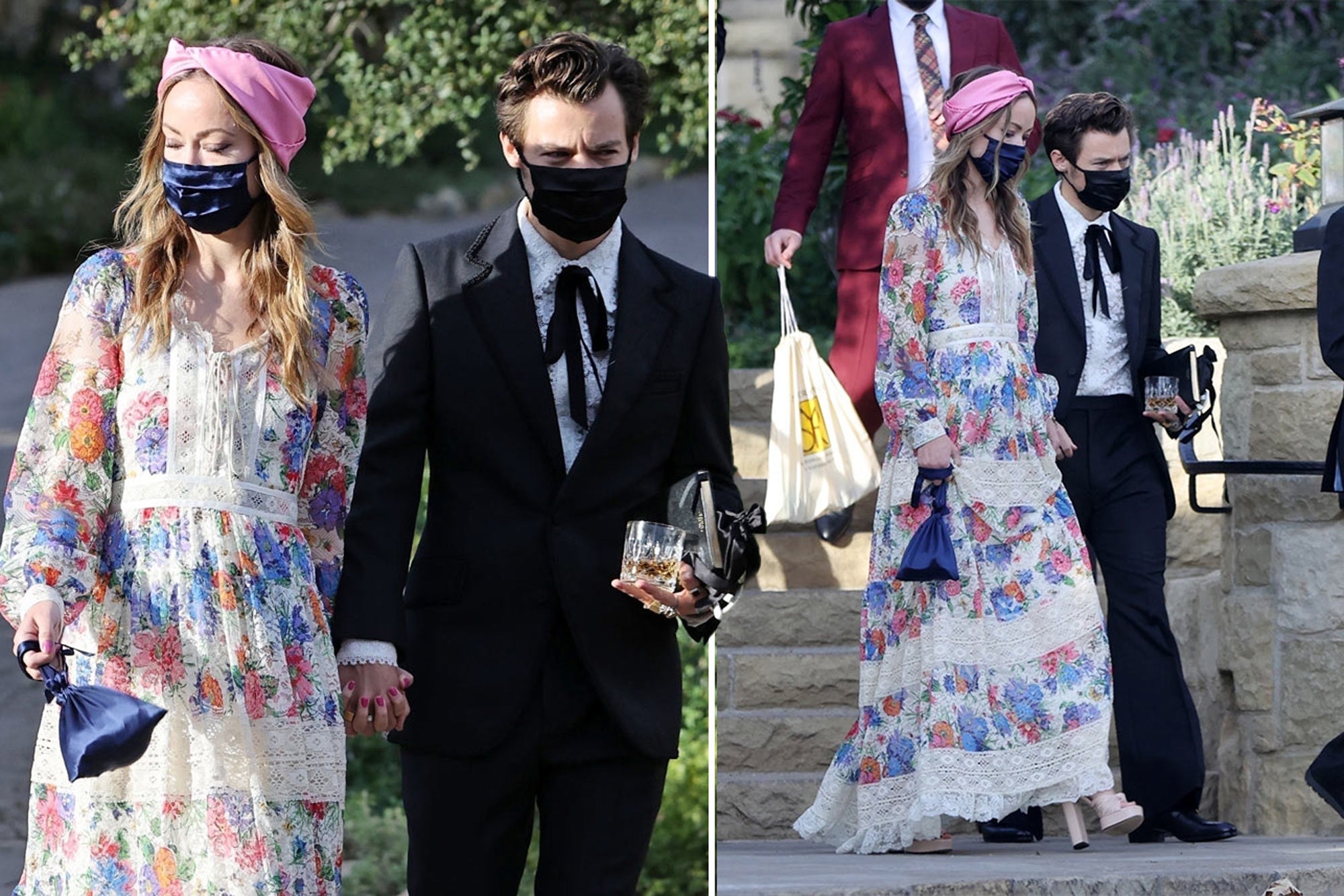 The Vampire's Wife Navy Blue Silk Ruffle Trim Face Mask - House Of Huntington