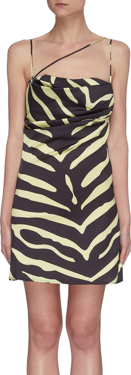 De La Vali Frisco Spaghetti Strap Tiger Black Neon Mini Dress - House Of Huntington