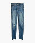 Jean skinny taille haute Madewell 10 pouces : édition à ourlet asymétrique