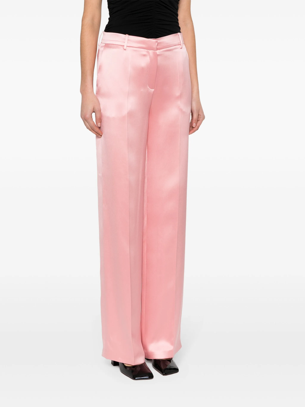 Magda Butrym Pink Silk Satin Tailored Trousers