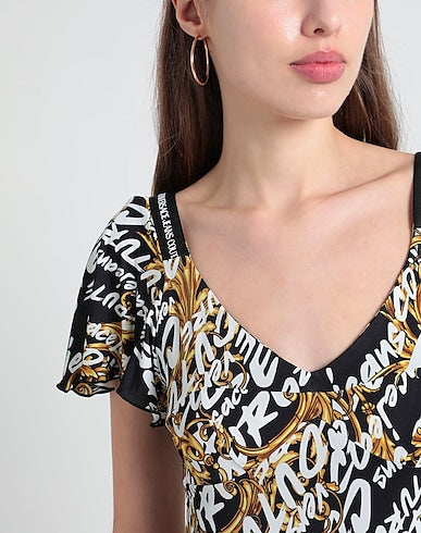 Versace Jeans Couture Allover Brand Logo Print Baroque Mini Playsuit