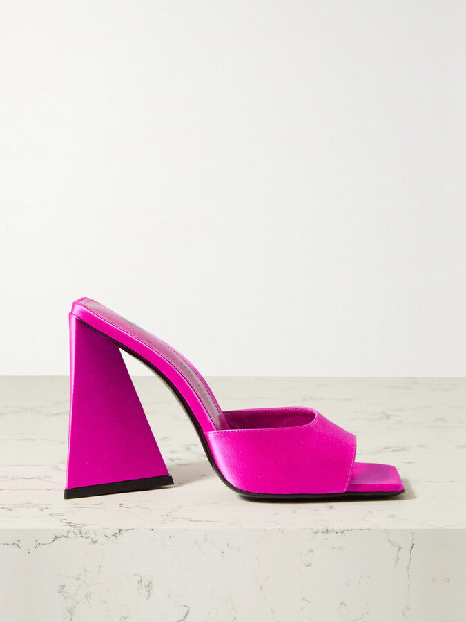 The Attico Devon Pink Satin High Heel Mules