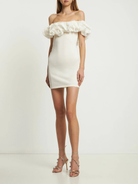 Alexandra Vauthier White Voluminous Ruffle Trim Off Shoulder Mini Dress - House Of Huntington