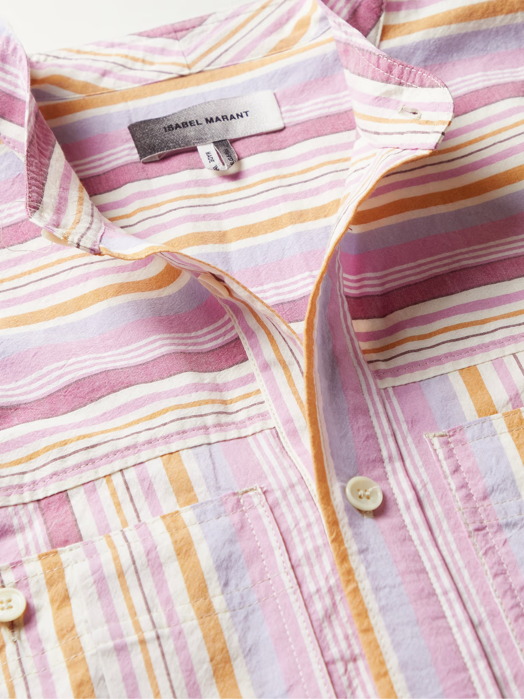 Isabel Marant Herren Taylori Hemd aus gestreifter Baumwollpopeline mit Grandad-Kragen
