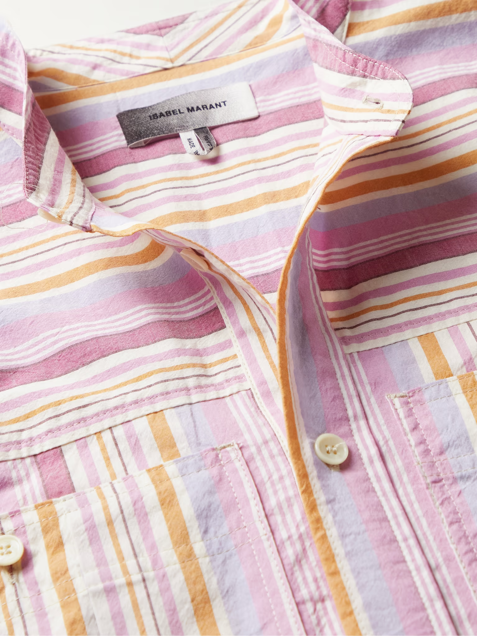 Isabel Marant Herren Taylori Hemd aus gestreifter Baumwollpopeline mit Grandad-Kragen