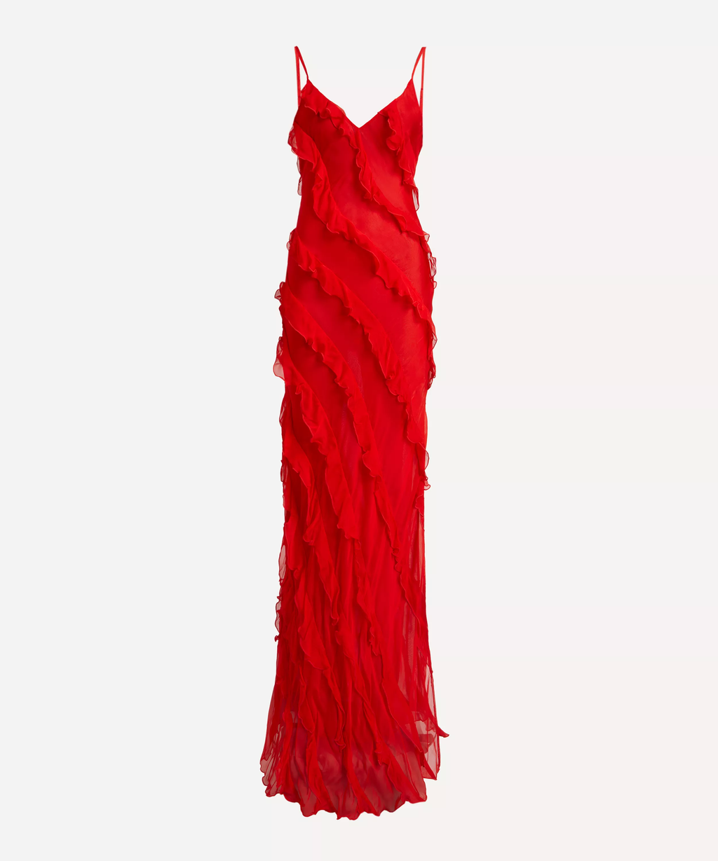 Rat and Boa Red Cecelia Silk Chiffon Maxi Dress