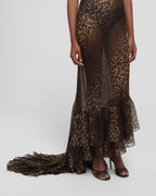 Rat and Boa Amazonie Leopard Print Frilly Hem Maxi Dress