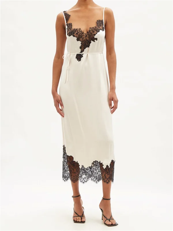 RAEY Lace Trimmed Silk Satin Slip Dress - House Of Huntington