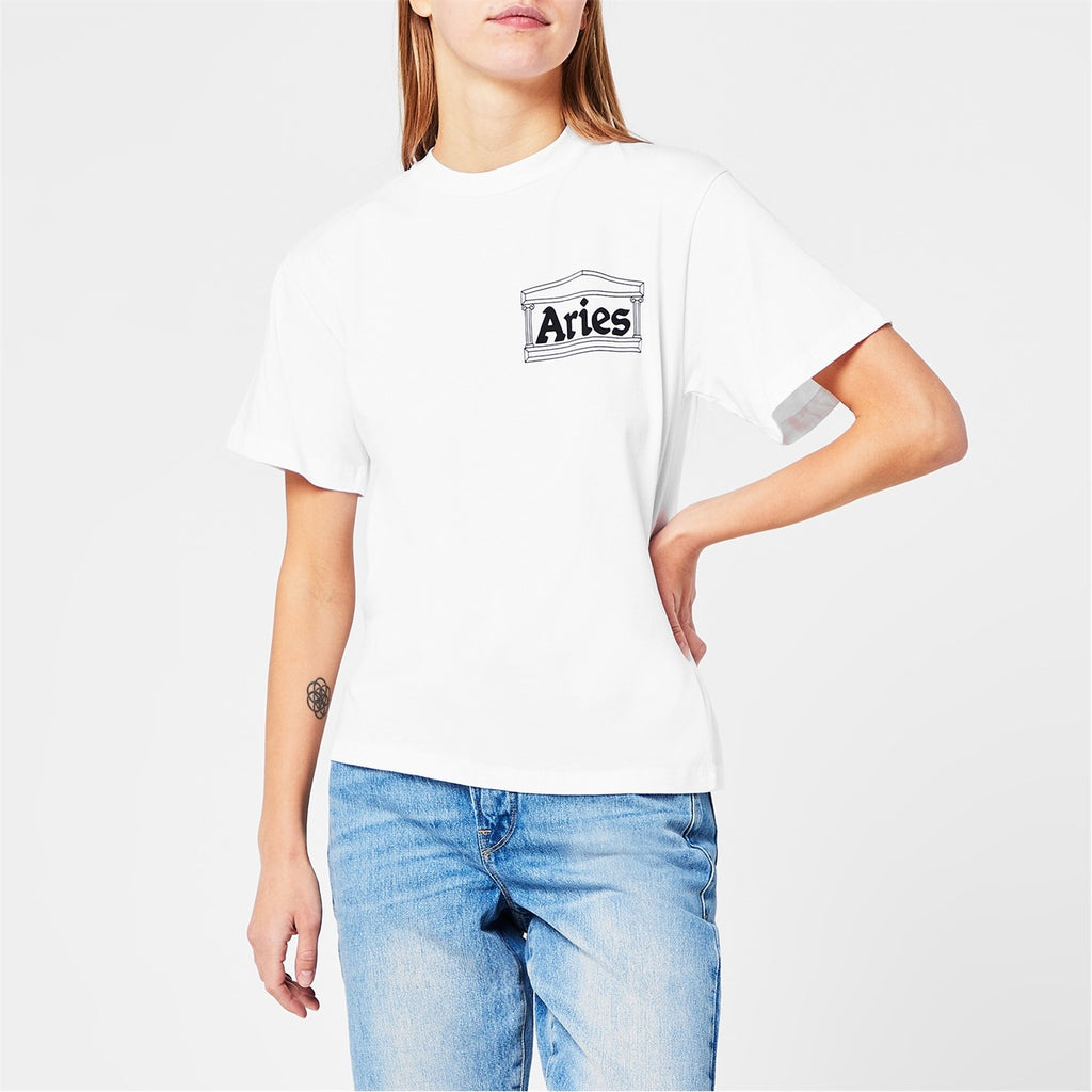 Aries White Temple Logo Front T-Shirt