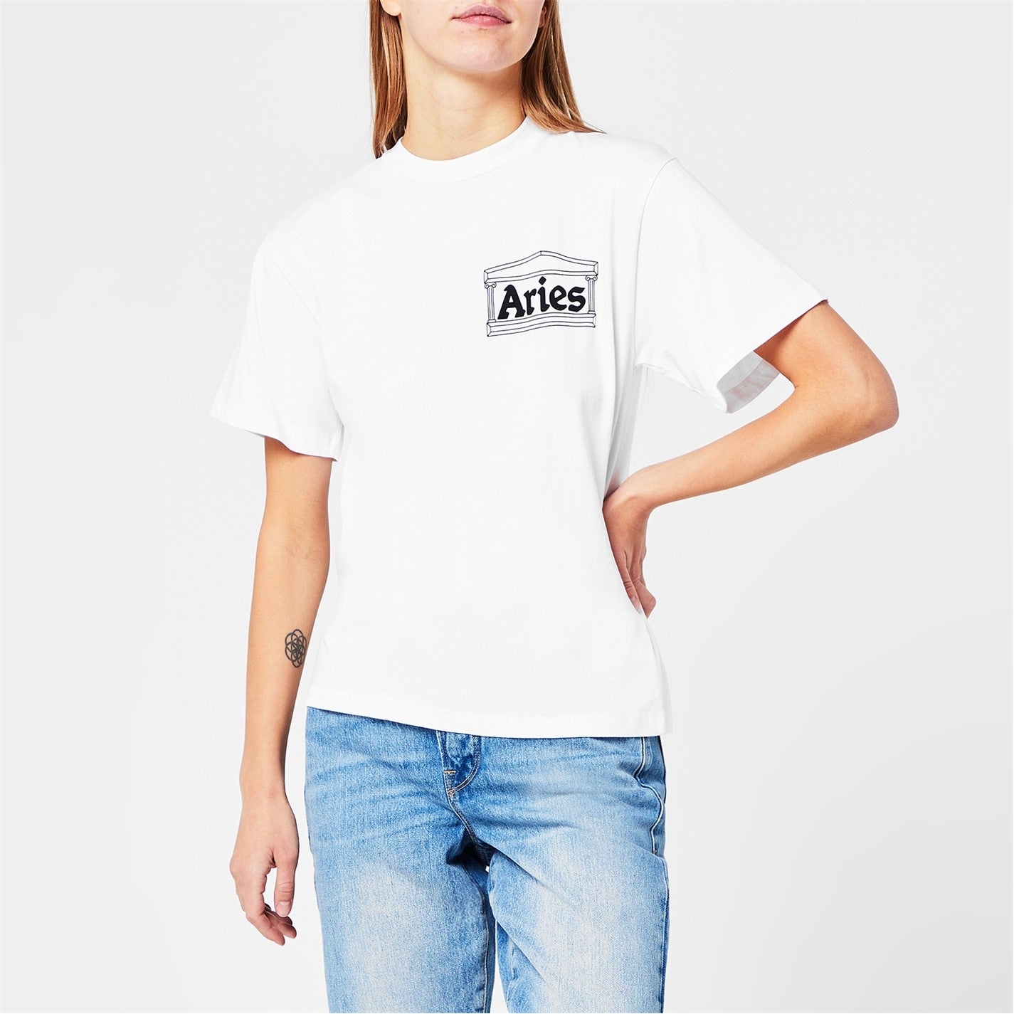 Aries White Temple Logo Front T-Shirt
