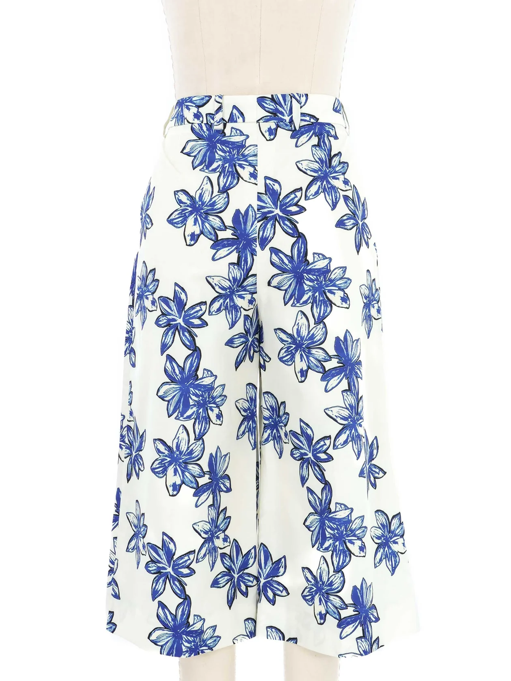 Nina Ricci Blue Floral Print Long Culottes Shorts