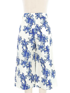 Nina Ricci Blue Floral Print Long Culottes Shorts