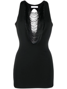 MAXIMILIAN DAVIS Black Fall Fringe Detail Mini Dress - House Of Huntington