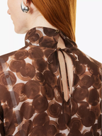 Dries Van Noten Conis Brown Abstract Print Silk Shirt