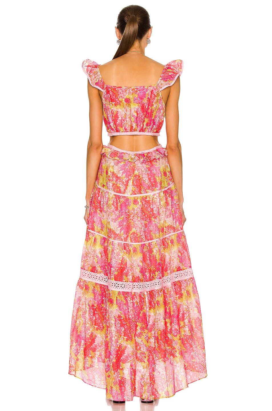 LoveShackFancy Madsen Pink Floral Pink Dresss