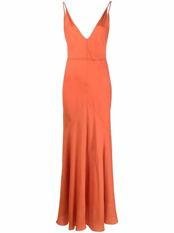 Gabriela Hearst Orange Cashmere Silk Twill Summer Maxi Dress - House Of Huntington