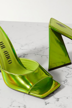 The Attico Devon Iridescent Lime Green High Heel Mules (EX-DISPLAY)