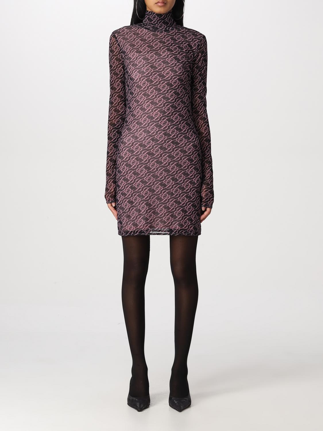Logo Mesh Long Sleeve Dress