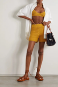Alanui Pucon Ribbed Wool-Blend Golden Yellow Bralette Top