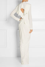 16ARLINGTON Marfil Blanco Minelli Feather Trim Crepe Netted Detalle Vestido de Novia Sin Tirantes
